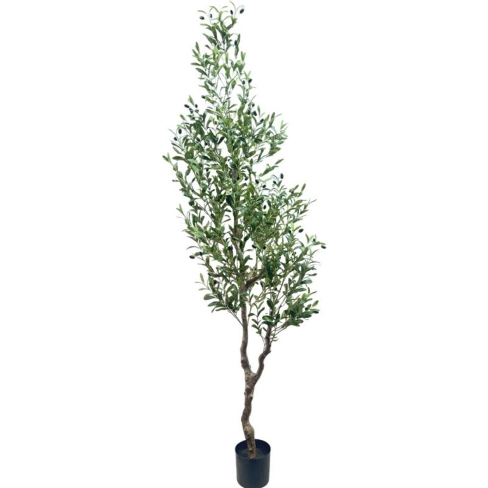 Planta Artificial Olivo 210 cm con hojas realistas y tronco robusto, ideal para decoración de interiores y grandes espacios.