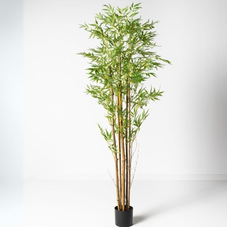 Planta Artificial Bambú 180 cm con hojas realistas y tronco robusto, ideal para decoración de interiores y grandes espacios. Kactus Republic.