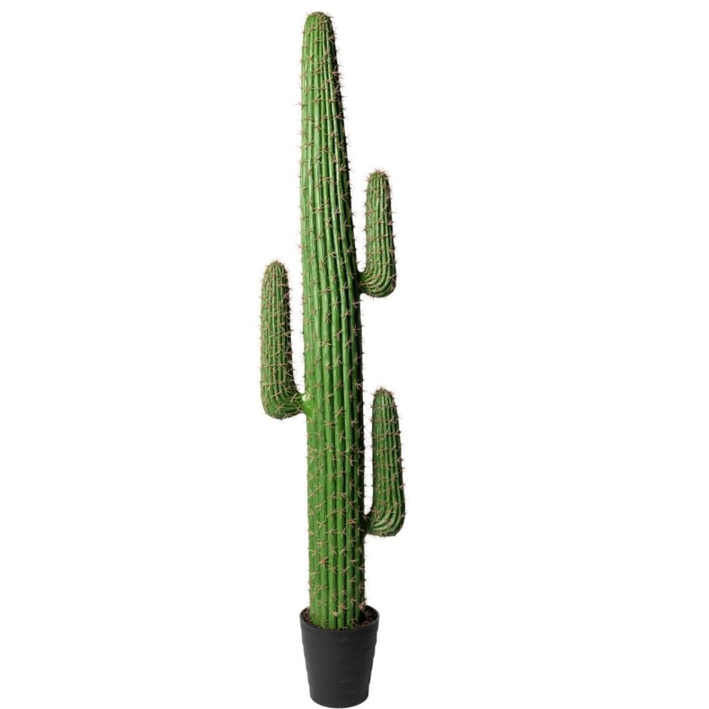 Planta artificial cactus Euphorbia 3 ramas 178 cm, diseño escultural y realista con detalles naturales, ideal para decoración de interiores y exteriores protegidos.