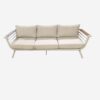Sofá Toronto de aluminio blanco y cojines desenfundables beige.