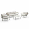 Conjunto de jardín Toronto blanco con sofá de 3 plazas, sillones y mesa de centro.
